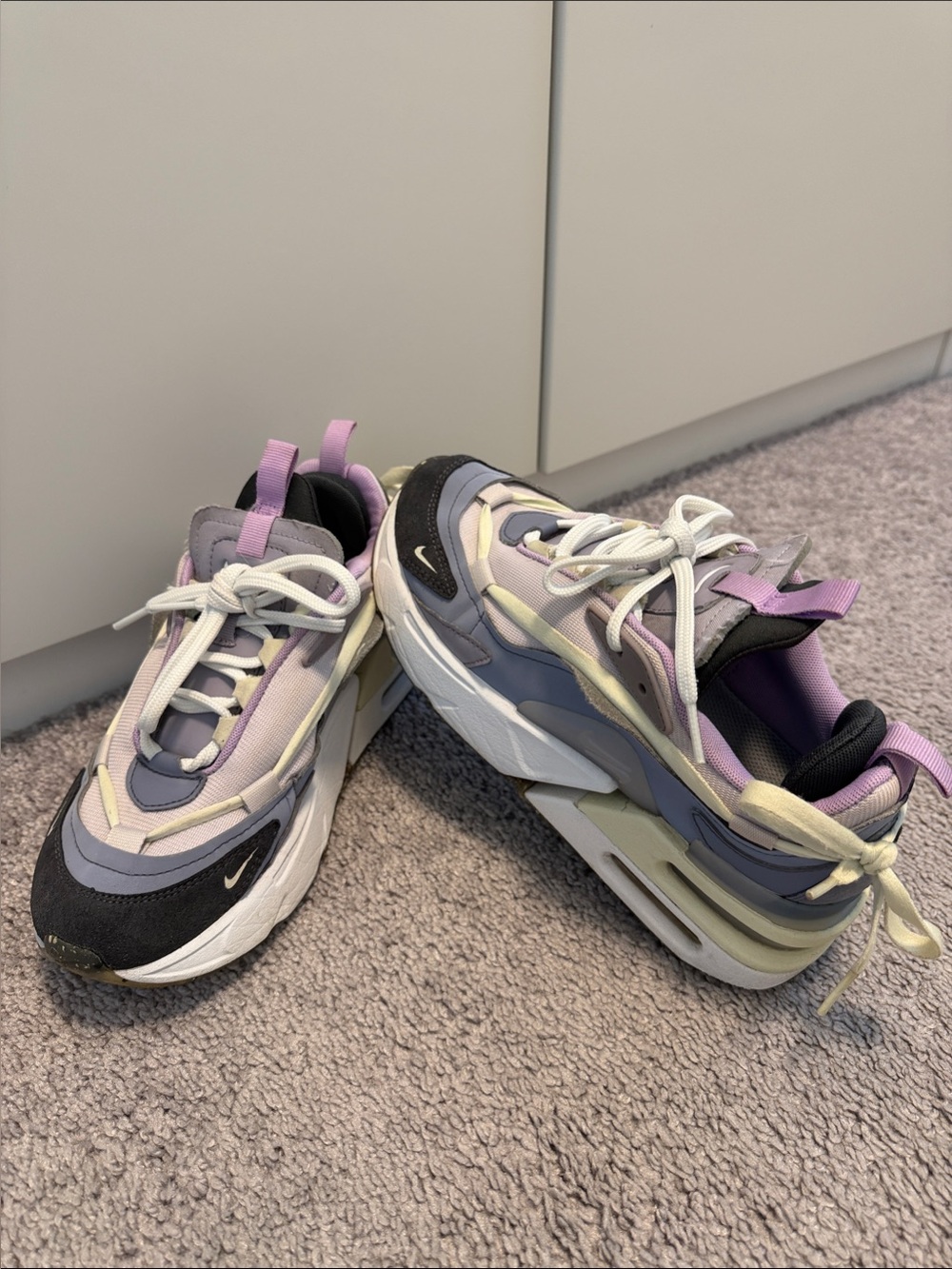 Nike Women's Sneakers in Lavender, Gray and Cream with Black Accents